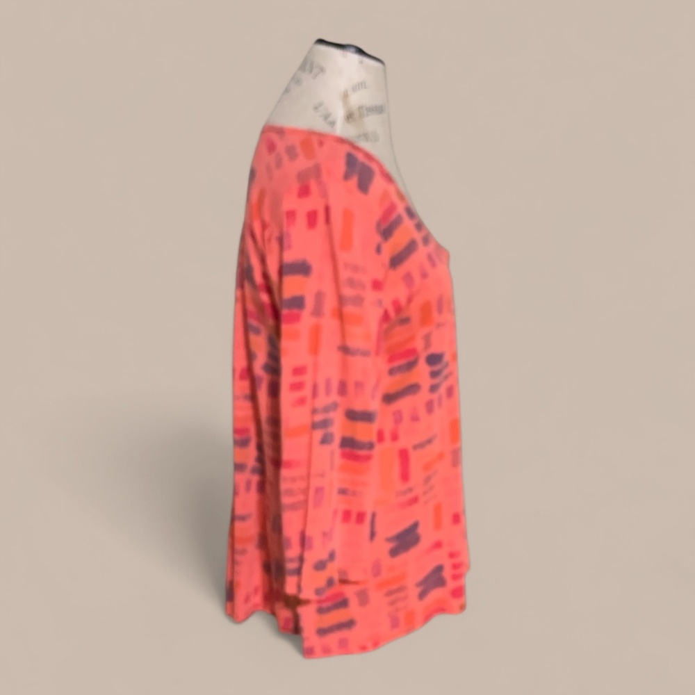 Orange Abstract Patterned Relaxed Tunic With 3/4 … - image 4